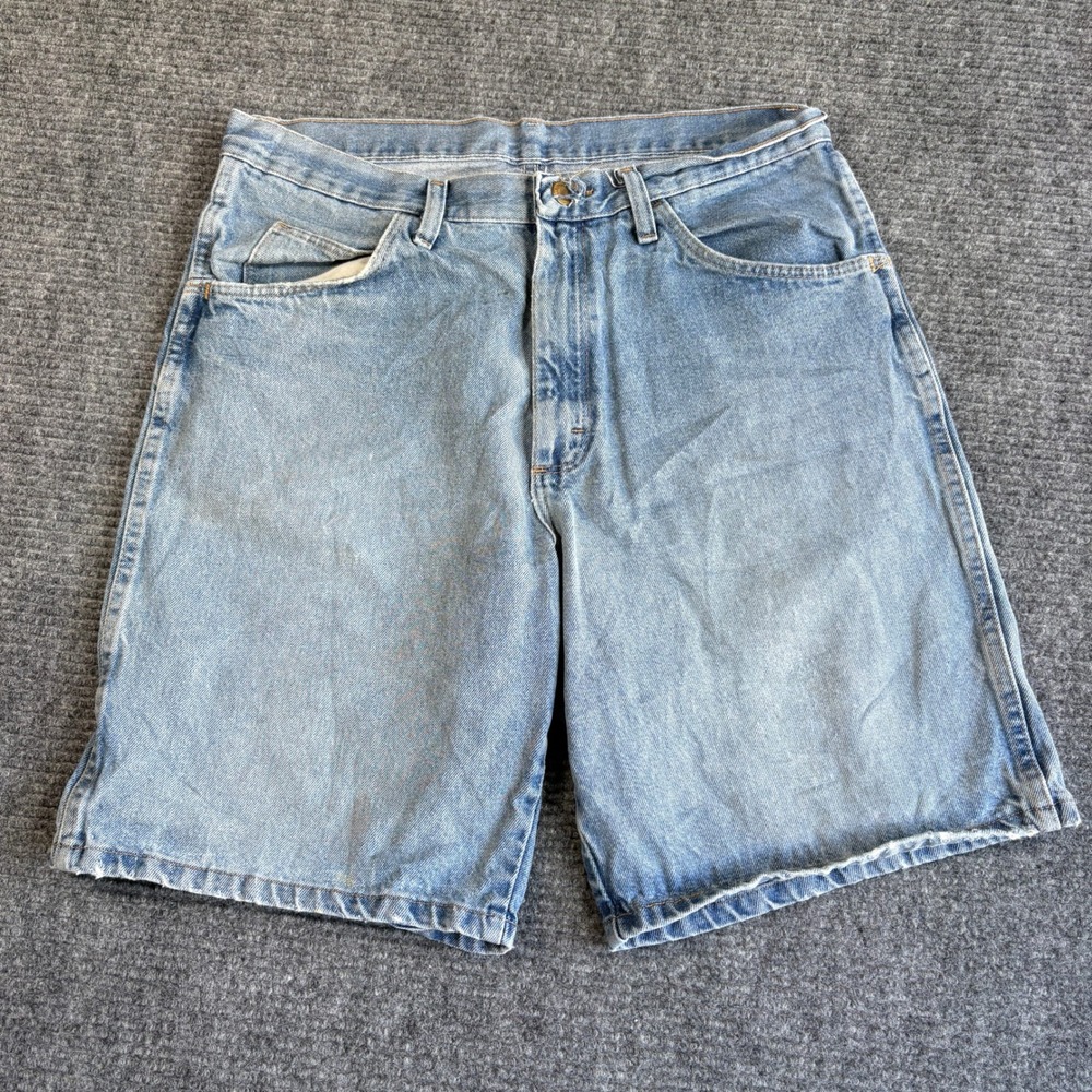 Wrangler Mens Light Wash Denim Shorts Size 33 Blue Cotton Jorts 6CF6WRI